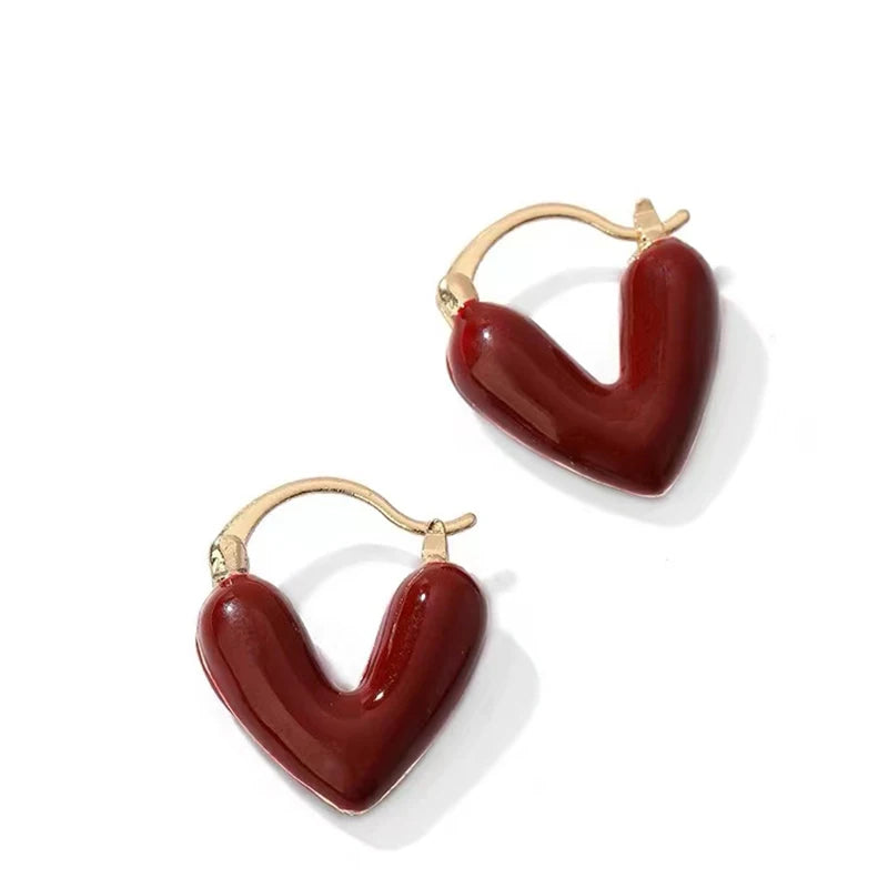 Amour Rouge Heart Pendant Earrings