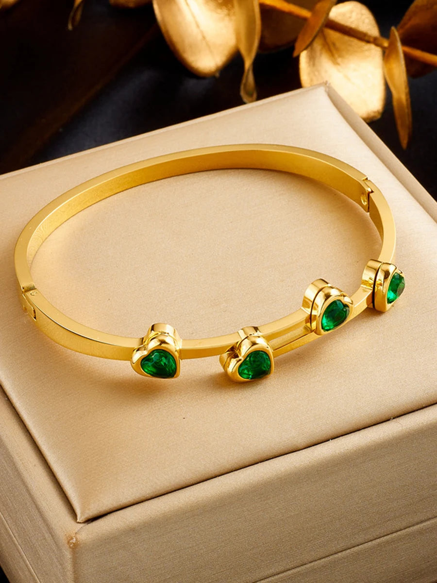 Golden Heart Charm Bangle