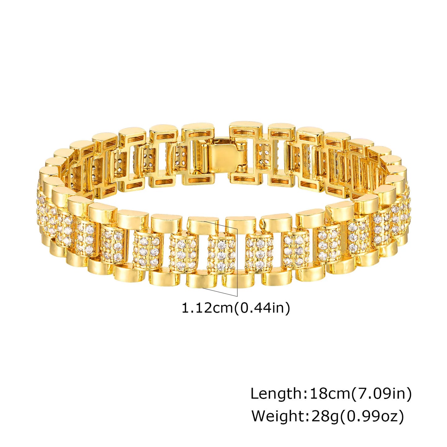 Golden Bloom Zirconia Link Bracelet - Saphi Chic 