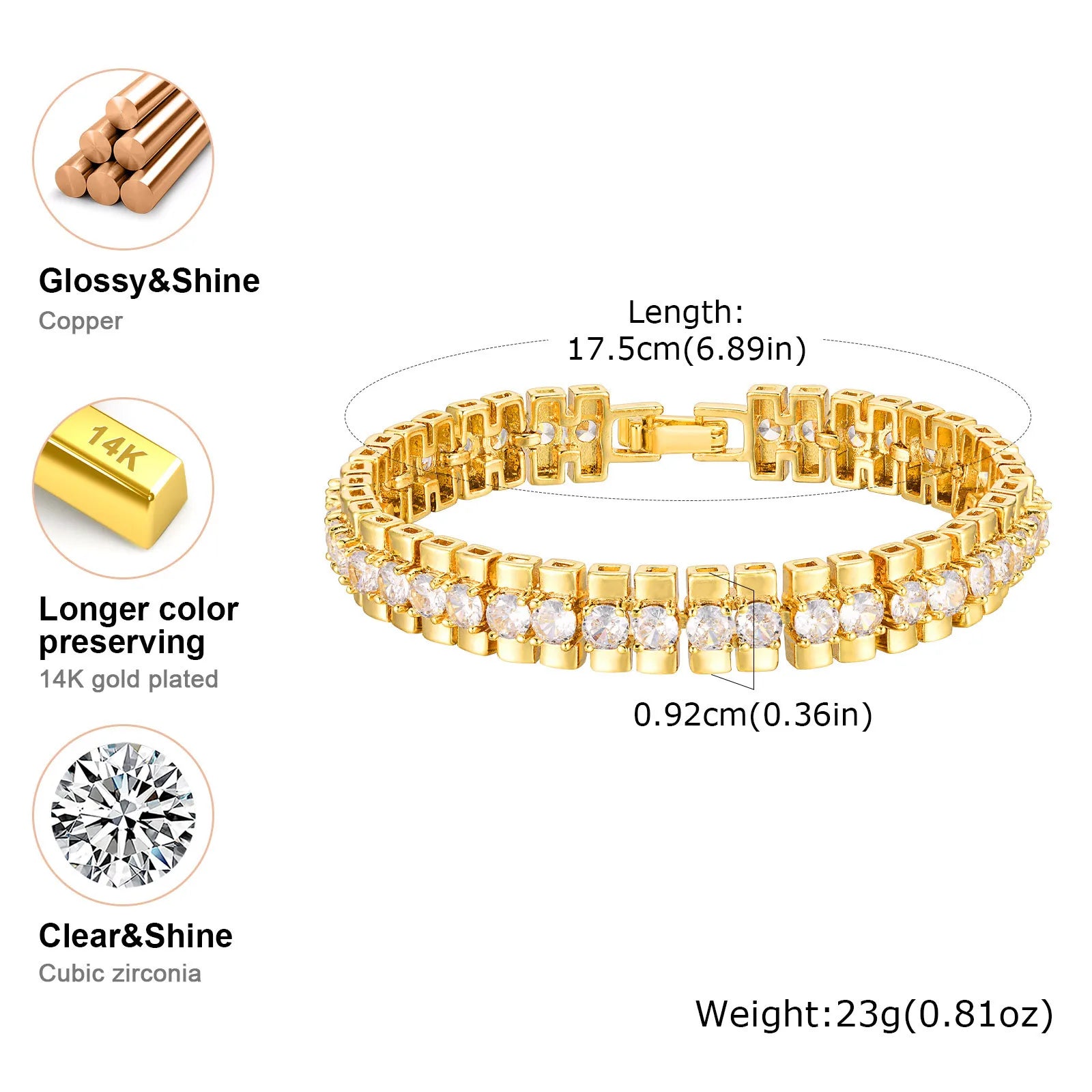 Golden Bloom Zirconia Link Bracelet - Saphi Chic 