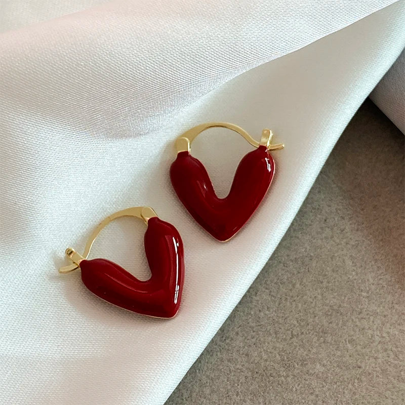 Amour Rouge Heart Pendant Earrings