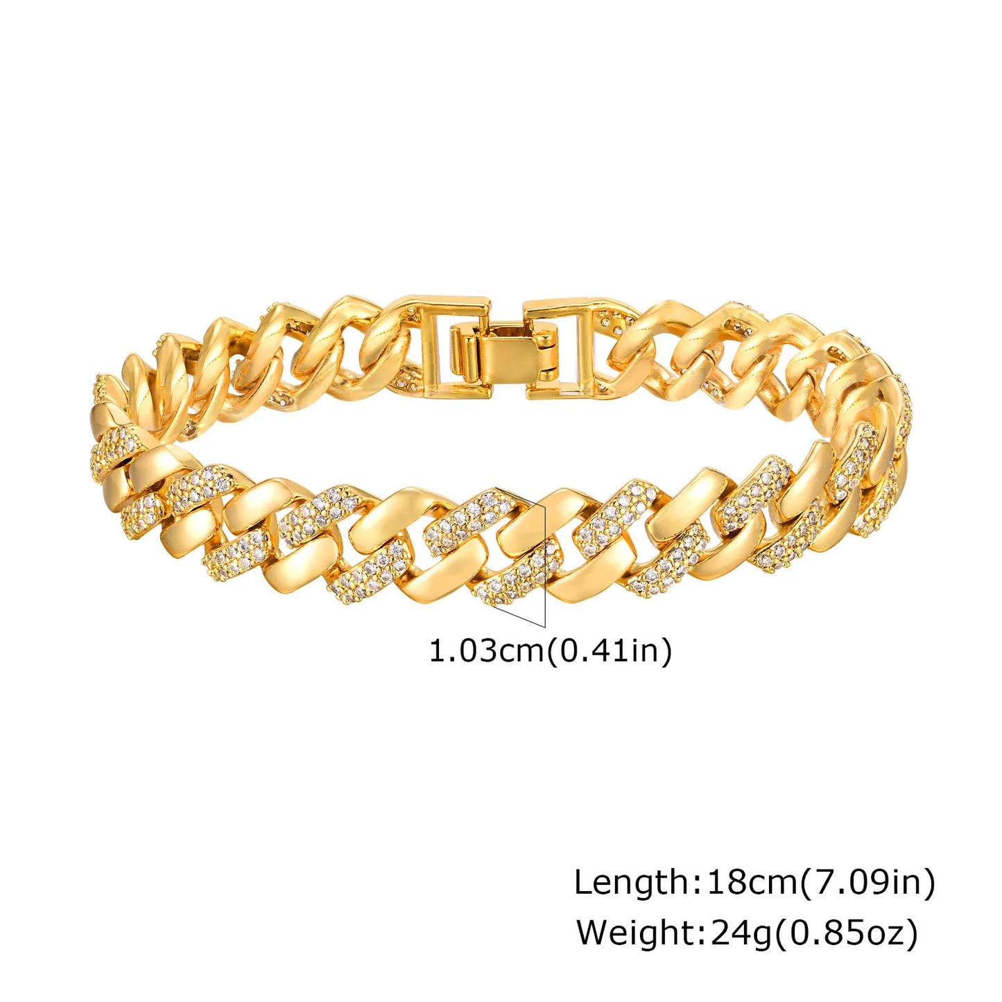 Golden Bloom Zirconia Link Bracelet - Saphi Chic 