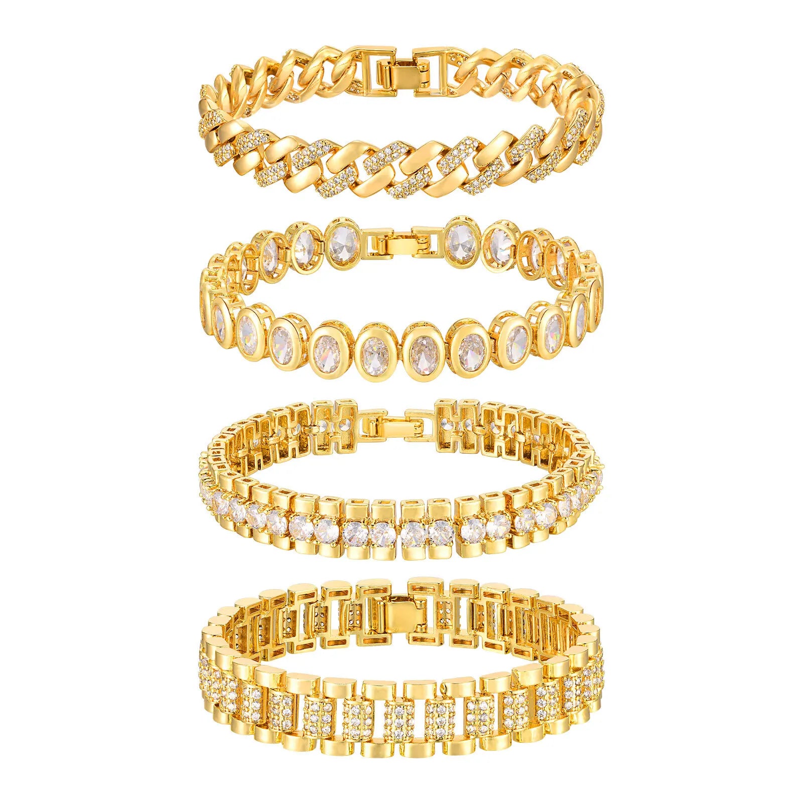 Golden Bloom Zirconia Link Bracelet - Saphi Chic 