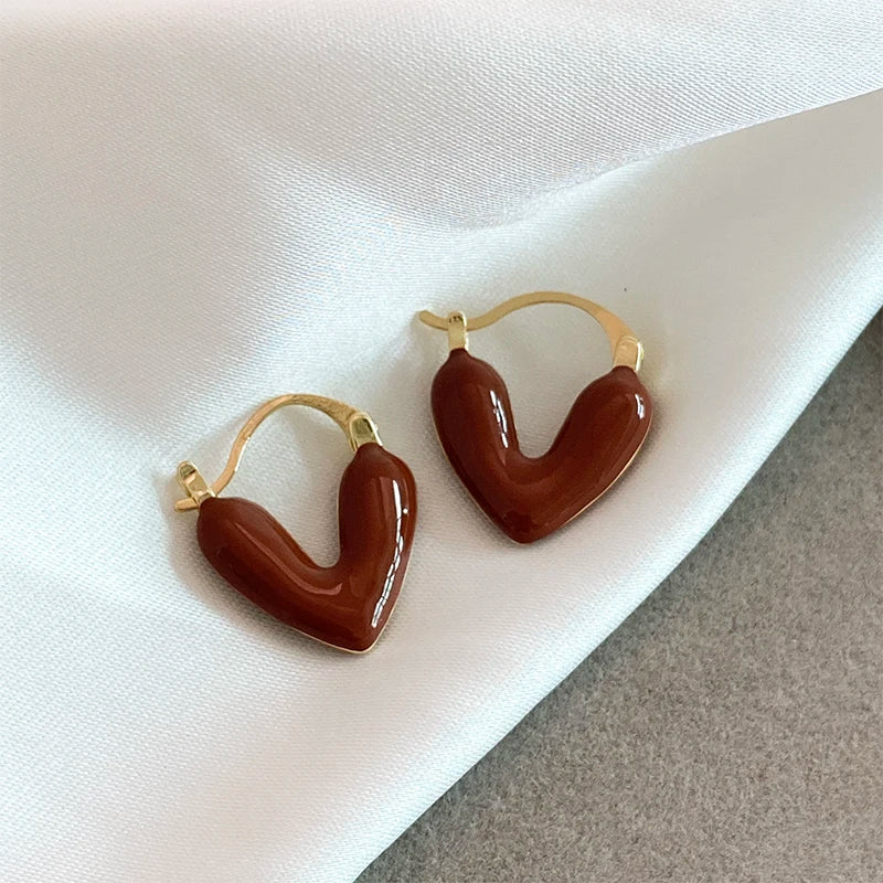 Amour Rouge Heart Pendant Earrings