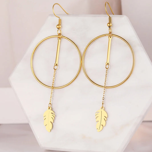 FeatherCircle Tassel Earrings