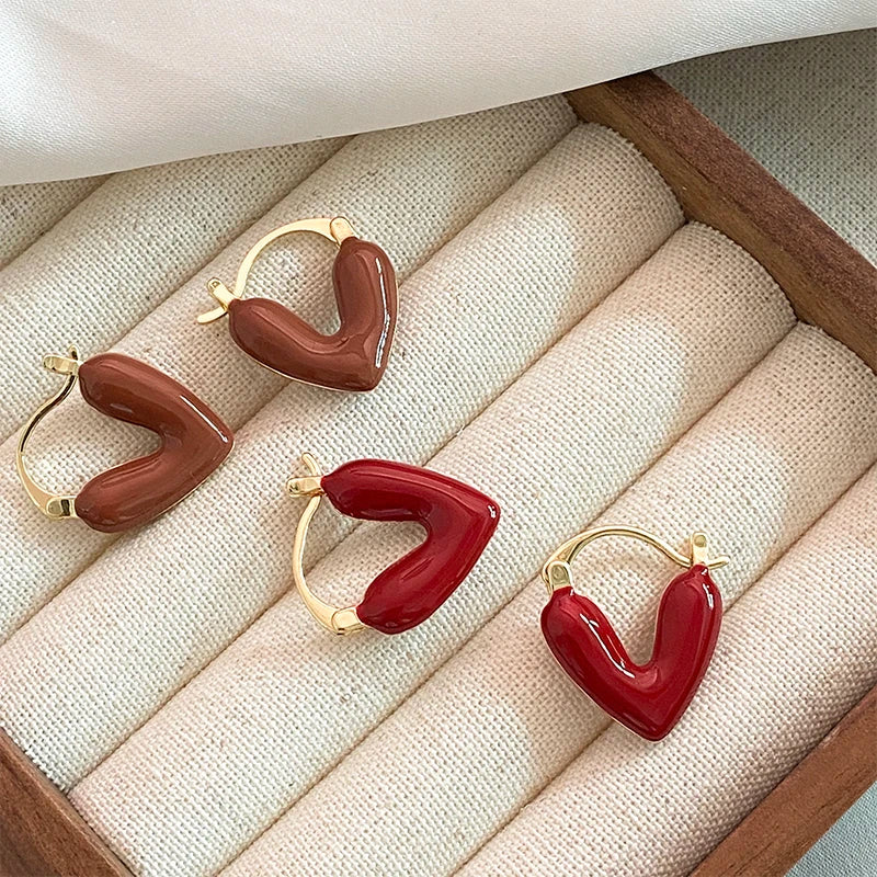 Amour Rouge Heart Pendant Earrings